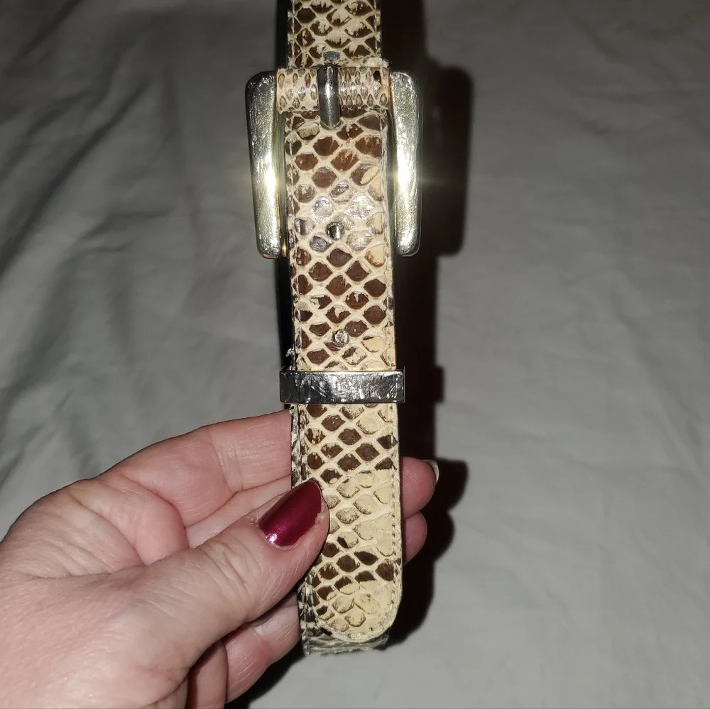 Snakeskin Pattern Belt with Gold Buckle